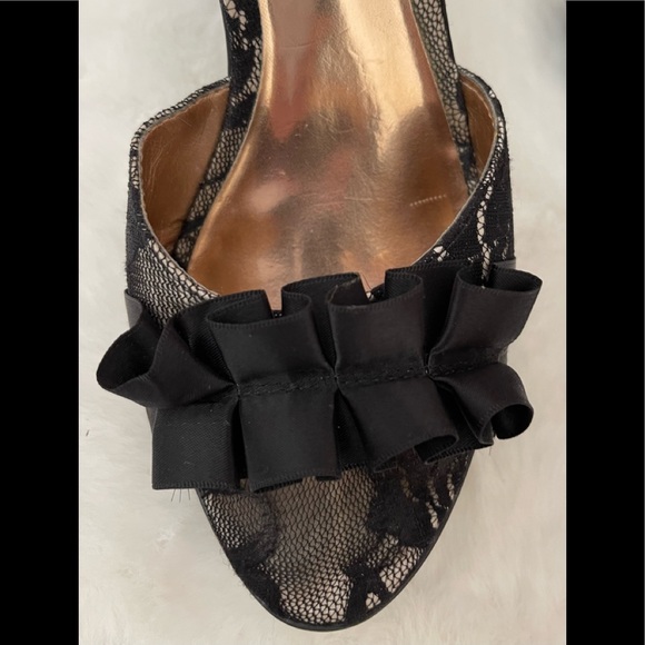 Sexy Carlos Santana High Heel Black Lace & Ribbon Slide - Picture 3 of 12